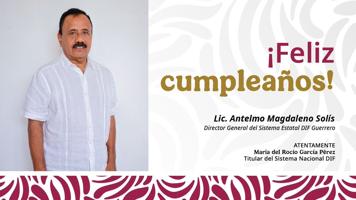 María del Rocío García Pérez (@mrociogp) on Twitter photo 🎊🍰 Estimado Antelmo Magdaleno Solís, director General del Sistema Estatal <a href="/DIF_Gro/">DIF Guerrero</a>, le deseo un feliz cumpleaños y que este año que inicia le brinde grandes satisfacciones y nuevas metas cumplidas. 🎊🍰 Estimado Antelmo Magdaleno Solís, director General del Sistema Estatal <a href="/DIF_Gro/">DIF Guerrero</a>, le deseo un feliz cumpleaños y que este año que inicia le brinde grandes satisfacciones y nuevas metas cumplidas.