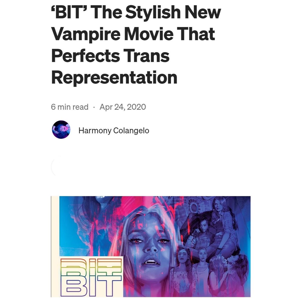 For Pride Month, we are covering 2019's lesbian vampire gang romp BIT! 

On our video show <a href="/GARFHorrorX/">HorrorX</a> we are talking to <a href="/Veloci_trap_tor/">Harmony Colangelo</a>, who wrote a rad article about Bit that you should read on their Medium page: 

harmonycolangelo.medium.com/trans-represen…