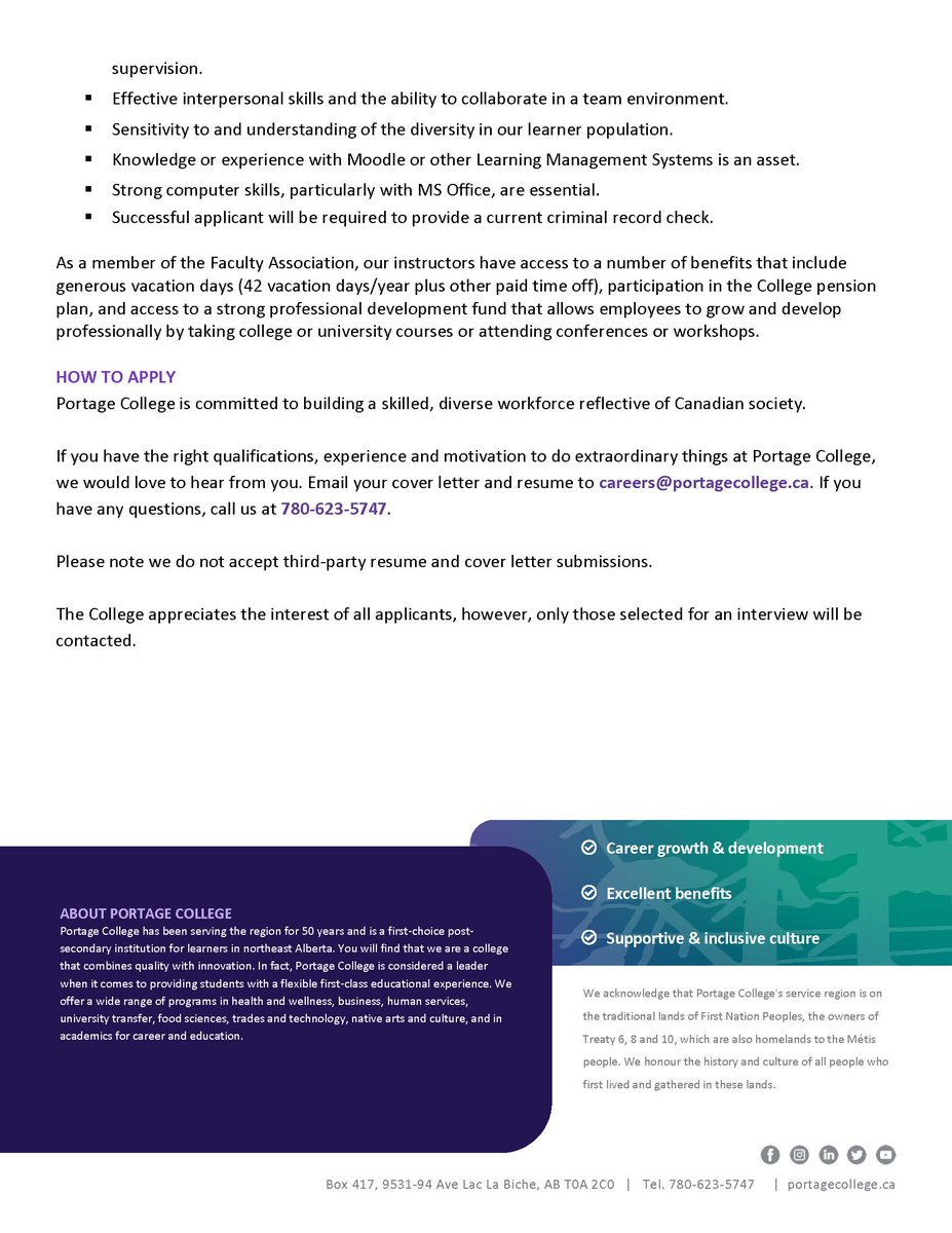 Portage College is hiring!

Join the College’s Faculty of Paramedicine.
There are multiple positions available. Follow the links below for details:

INSTRUCTOR, PARAMEDICINE (LAB): bit.ly/4kgeesP
INSTRUCTOR, PARAMEDICINE: bit.ly/4lk3t9E