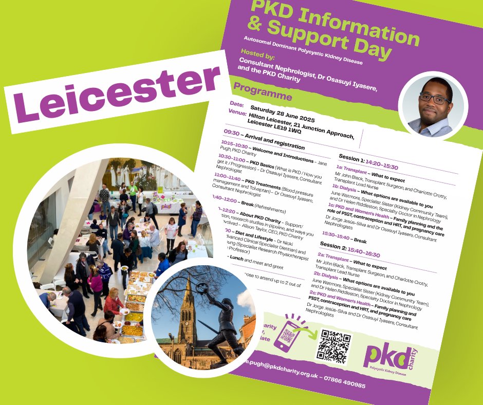 📣We're all set for our first-ever PKD Info &amp; Support Day in Leicester this Sat, 28 June – and we can’t wait! 🎉
A packed agenda, expert clinicians, and the chance for our PKD families to meet new friends.  

📍Next up: Exeter, 8 Nov – save the date! Make sure you’re signed up to