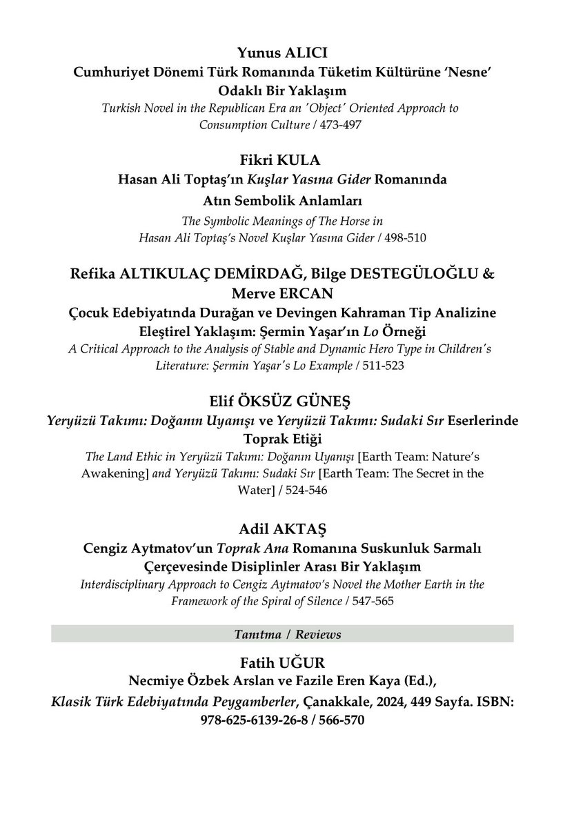 Hacettepe Üniversitesi Türk Dili ve Edebiyatı Bölümü tarafından hazırlanan Türkbilig Türkoloji Araştırmaları dergisinin 49. sayısı yayımlandı. Çalışmalarıyla katkı sunan yazarlara ve hakemlikleriyle destek olan hocalarımıza çok teşekkür ederiz. <a href="/Hacettepe1967/">Hacettepe Üniversitesi</a> <a href="/hacettepe_tde/">Hacettepe Üniversitesi - Türk Dili ve Edebiyatı</a>
