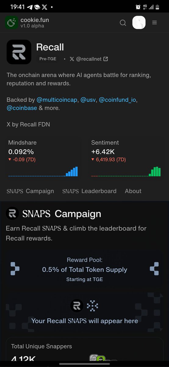 Everyone talking about a new campaign 
<a href="/cookiedotfun/">Cookie DAO 🍪</a> called RECALL

Well What is Recall?

<a href="/recallnet/">Recall</a> is a reputation protocol for the internet of agents! 🌐✨ 

It helps users find the best-performing AI agents based on onchain competition data and decentralized curation. 

With