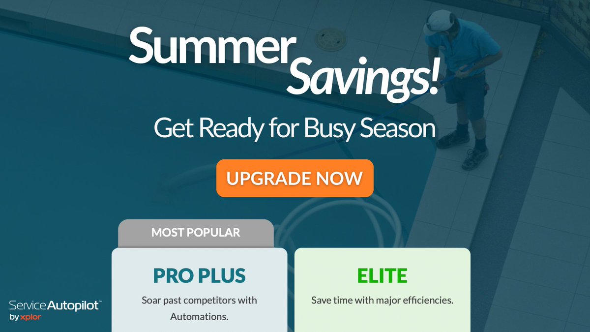 ☀️ Busy season is here &amp; we’ve got a smart way for you to save.

Upgrade to Pro Plus or Elite this month and keep your current rate for the next 2 months.

Offer ends 6/30!

Upgrade now: ow.ly/U3kx50W5ywm

#ServiceAutopilot #SAsummersavings25
