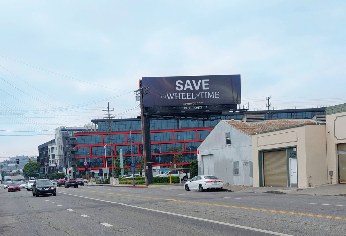 WotTVSeries's tweet photo. 🪧 This billboard is now up in Los Angeles near Culver City. 

Our message is clear: 

We won’t stop talking about The Wheel of Time.
The work isn’t done because the story isn’t over.
We’re here until someone finishes the story.

#TheWheelOfTime #SaveWOT https://t.co/ncHPk6Gt8w
