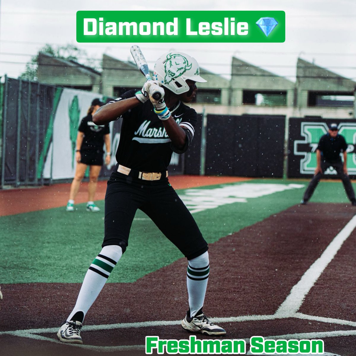 HerdSB's tweet image. What a start for Diamond Leslie! 💎
All over the individual freshman season MUSB record book with:
🟢 .381 average (3rd all-time)
🟢 59 hits (5th)
🟢 3 triples (T-1st)
🟢 7 home runs (T-6th)
🟢 39 RBI (T-7th) 🤩