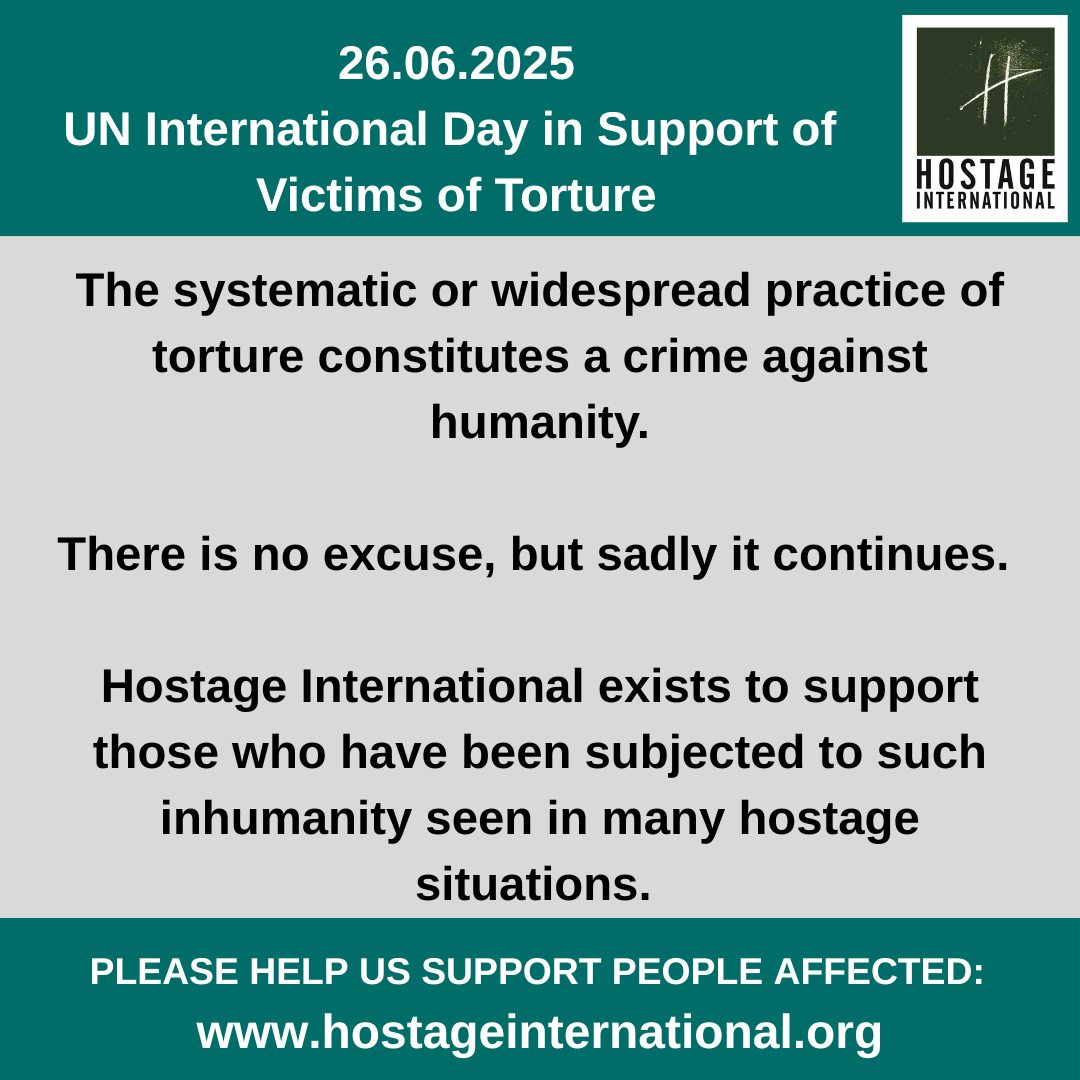 Today - 26.06.25 - is the United Nations International Day in Support of Victims of Torture. For every #hostage or individual affected by #arbitrarydetention - and their families - we are here to offer expert support. hostageinternational.org