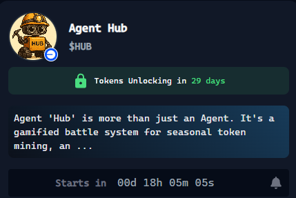 Ridder_Olivia's tweet photo. Excited for $HUB on @virtuals_io
Agent Hub brings a gamified battle system for seasonal token mining, with NFTs you can mint and upgrade—tokens unlock in 29 days, starting in 1d 13h
#AgentHub #HUBToken #YAPPoints https://t.co/pxE7v7v029