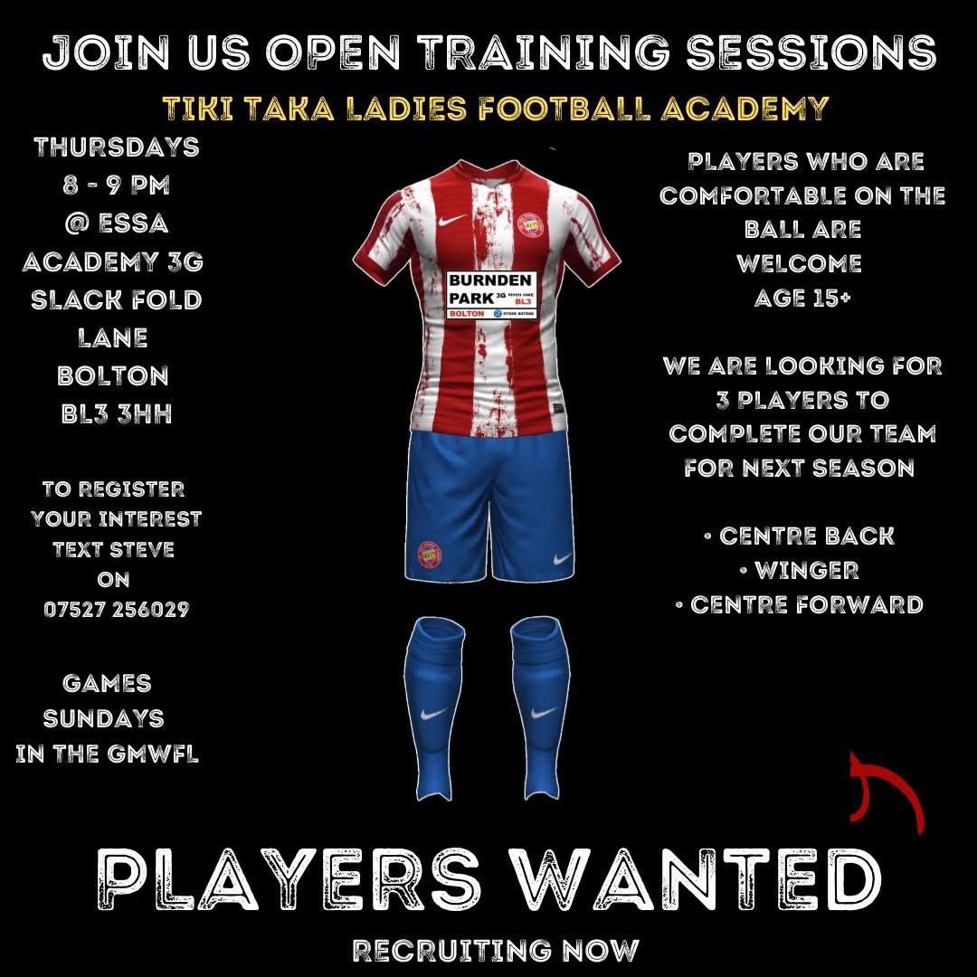 We’re Recruiting come down tonight to our drop in session 😁⚽️⭐️❤️🤍💙