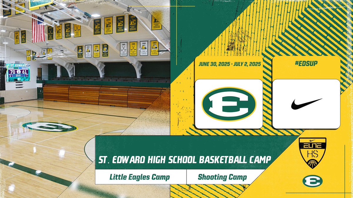 🔥 Get in the gym and level up this summer!
Little Eagles Camp + Shooting Camp 🏀
📍 St. Edward High School
📅 June 30 – July 2
Spots are filling fast — don’t miss your chance to train like an Eagle! 🦅
🔗 stedwardeagles.com/upcoming-camps…
#EDSUP #BUILTDIFFERENT