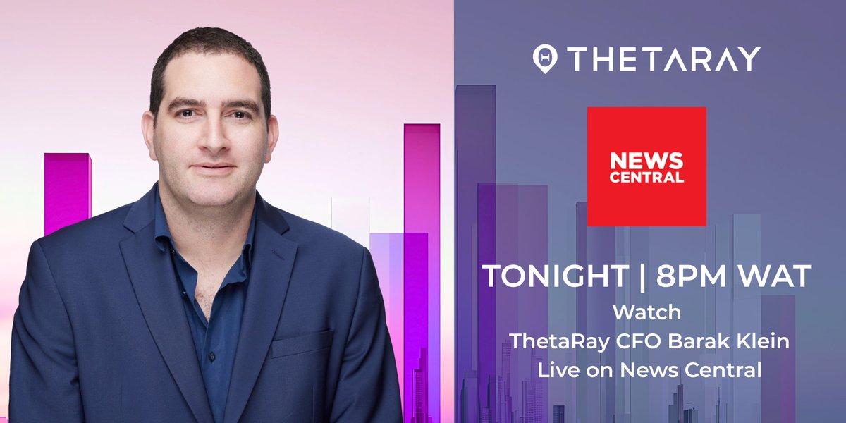 ThetaRay (@thetarayteam) on Twitter photo Watch live tonight at 8 PM WAT / 3 PM ET:
Our CFO Barak Klein joins Lekan Onabanjo on <a href="/NewsCentralTV/">News Central TV</a> Nigeria tonight at 8 PM / 3 PM ET to discuss how ThetaRay helps African banks fight financial crime and drive financial inclusion with real AI. Tune in! newscentral.africa/watch-live/ Watch live tonight at 8 PM WAT / 3 PM ET:
Our CFO Barak Klein joins Lekan Onabanjo on <a href="/NewsCentralTV/">News Central TV</a> Nigeria tonight at 8 PM / 3 PM ET to discuss how ThetaRay helps African banks fight financial crime and drive financial inclusion with real AI. Tune in! newscentral.africa/watch-live/
