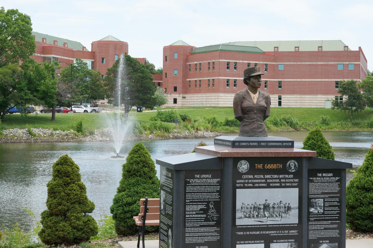 usacac's tweet image. A monument honoring the 6888th Central Postal Directory Battalion can be found on @FortLeavenworth, Kansas. The unit, sorted and delivered backlogs of undelivered mail exceeded expectations, meeting their goal in three months, earning a positive reputation across the @USArmy.