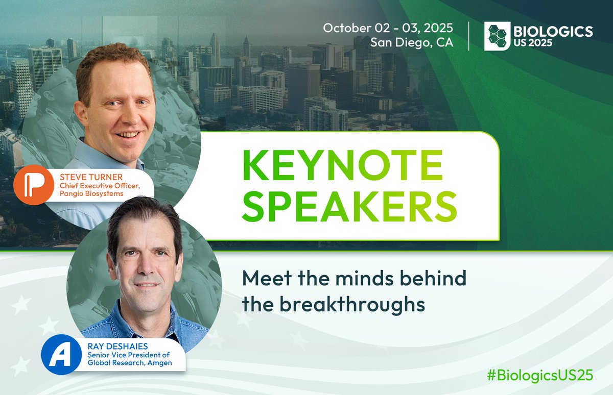 NextGenBiomedOG's tweet photo. Meet our keynote speakers for #BiologicsUS2025

⭐ Ray Deshaies, @Amgen
⭐ Steve Turner, Pangio Biosystems

📍 San Diego, CA 
🗓️ 2–3 October 2025
🔗 Register now: https://t.co/FPj1vXuVDG

#AntibodyDiscovery #ADCDevelopment #Biotherapeutics #DrugDiscovery https://t.co/waaDkHSY9X