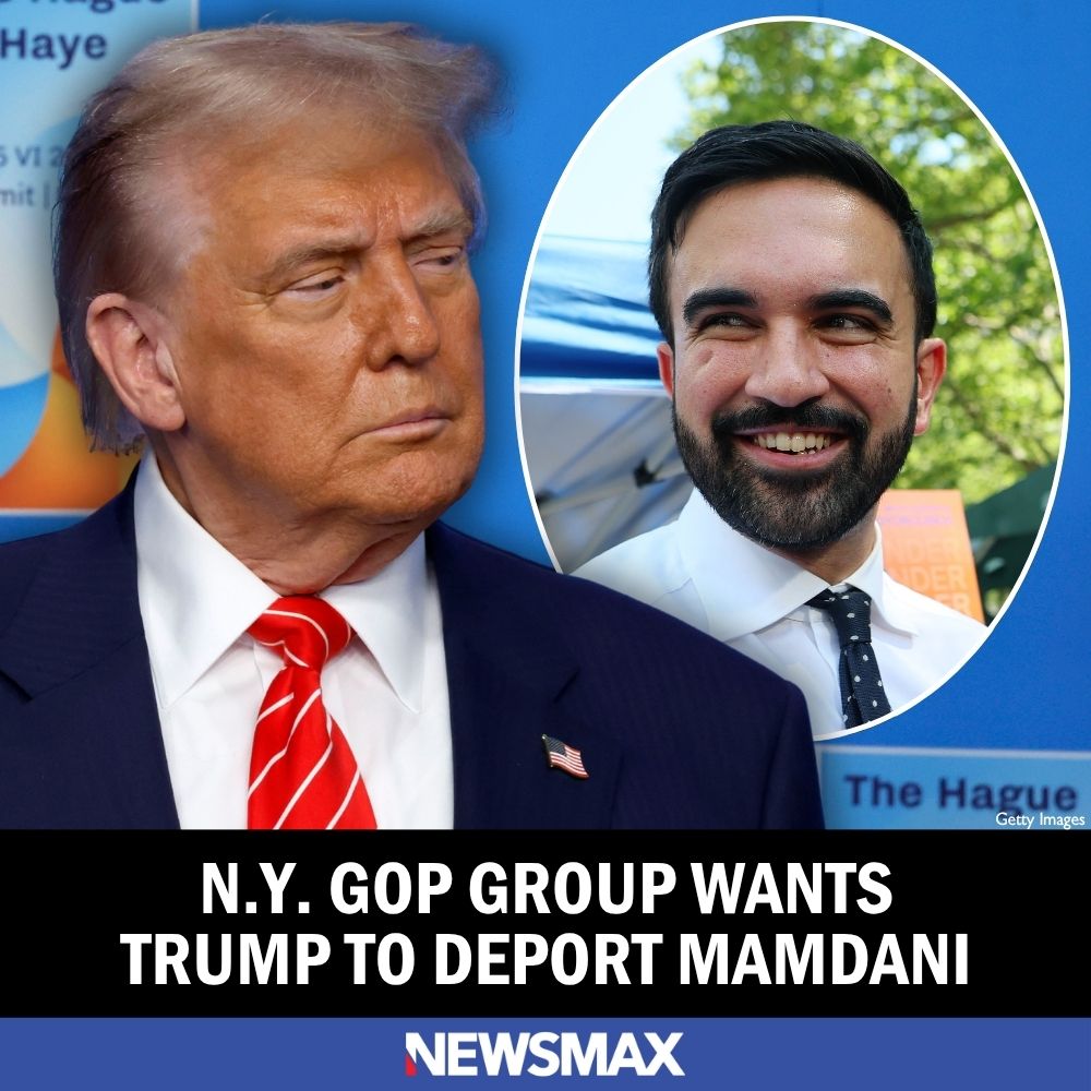 NEWSMAX's tweet photo. A New York Republican group has asked President Trump to revoke the citizenship of and deport Zohran Mamdani, the likely Democratic candidate for New York City mayor. MORE: https://t.co/OALFEHZ4w3 https://t.co/VH1sGiCFPt