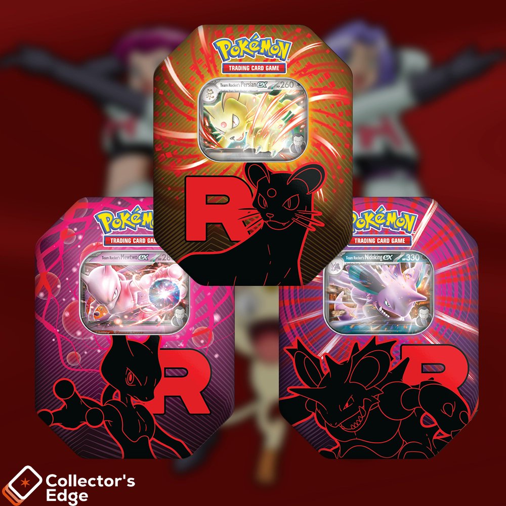 These new Team Rocket tins look incredible — Persian ex, Nidoking ex, and Mewtwo ex have never looked so good 😍

We can’t wait to get them in!

Sign up for stock notifications now
👉 collectorsedge.co.uk/team-rocket-ti…

#PokemonTCG #TeamRocket #PokemonCards