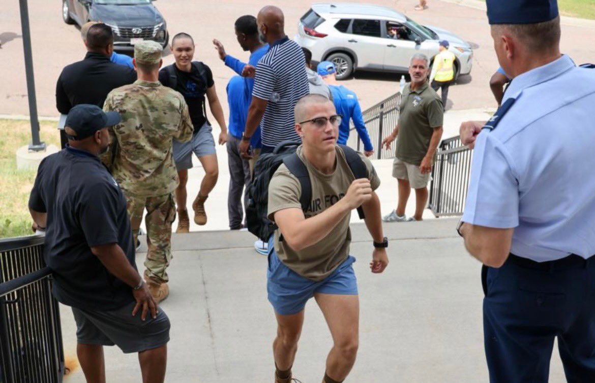 “Off <a href="/brcampbell25/">Blake Campbell</a> goes into the wild blue yonder…”. Son, go be a leader. I’m proud of you.  

Dear Lord, into thy hands we commit thee. I pray for the safety and future of these new cadets, their leaders, coaches and cadre. Watch over and protect them. Amen.

#iday #usafa #USA