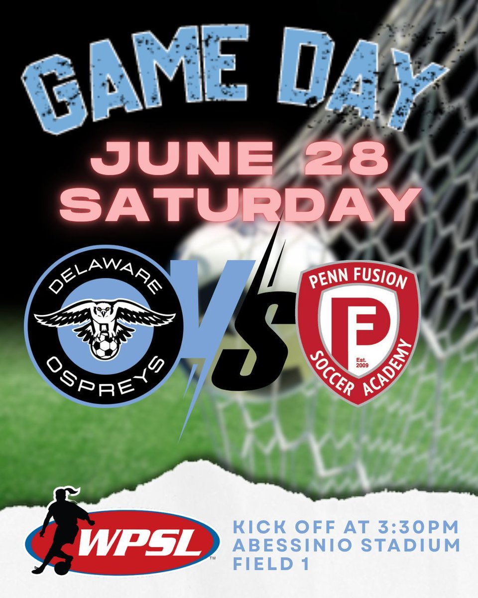 DelawareOspreys's tweet photo. Mark your calendars! 
DON'T MISS THE LAST SEASON MATCH DAY: Sat, Jun 28, 2025 at 03:30 PM

Delaware Ospreys vs Penn Fusion SA
📍 Location: Abessinio Stadium
🎟️ Come out and support the squad as they battle it out. Get your tickets here: https://t.co/tYMxFEQQQV 
#WPSL #Ospreys https://t.co/UlbICT0XvE