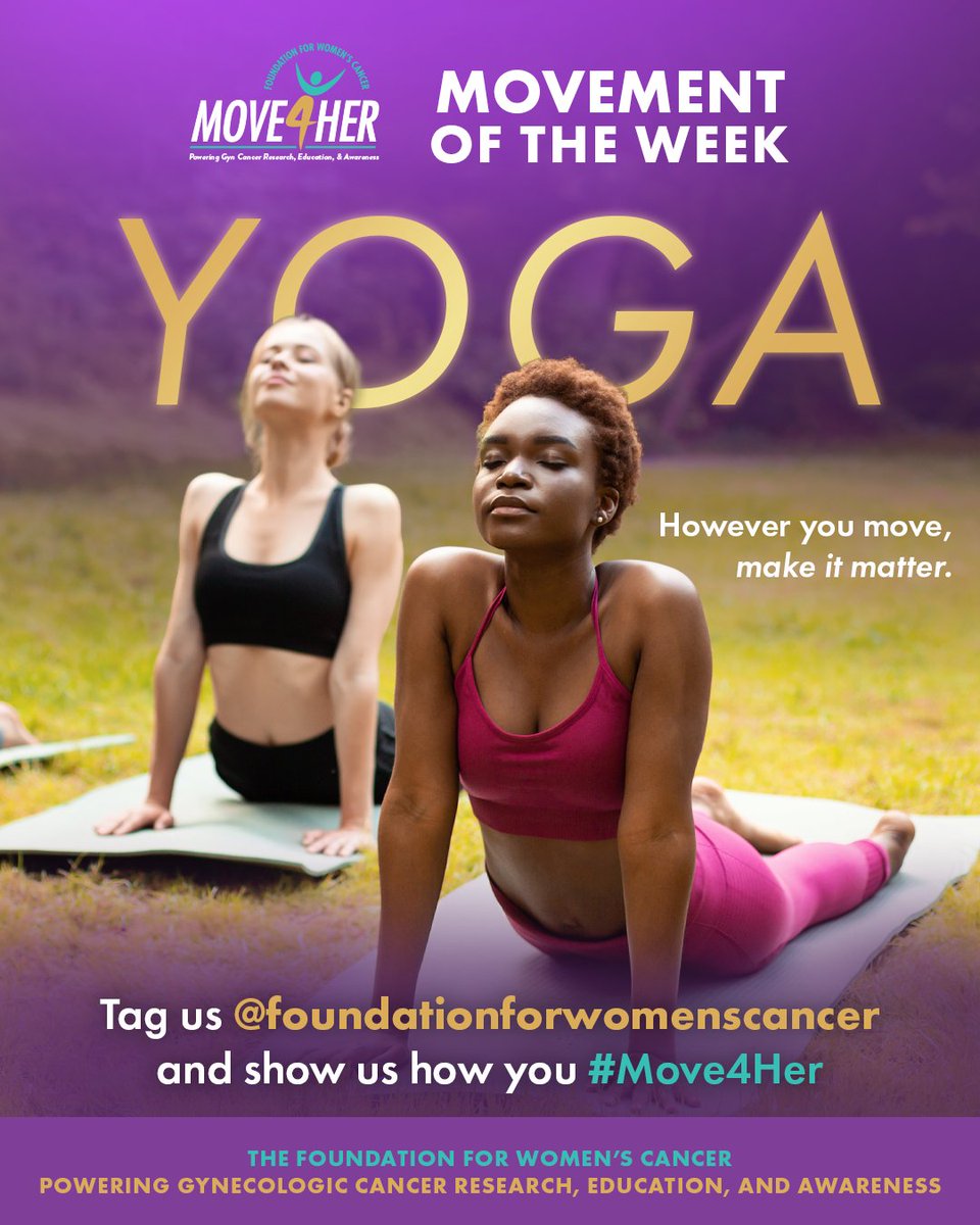 Need ideas to #Move4Her? Each week, we'll spotlight a Movement of the Week to turn motion into impact.

This week: YOGA — grounding, powerful, and full of intention. Just like the women we move for.

Ready to start your own movement? 👉 Move4Her.org
#GynCancer #FWC