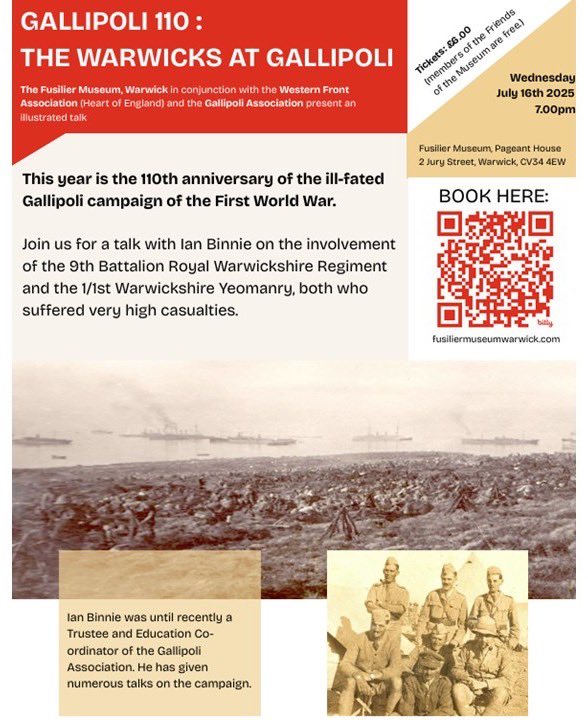 Still tickets available for our Gallipoli 110 talk at the museum at Pageant House Jury Street Warwick. 
#gallipoli #ww1 #Warwick