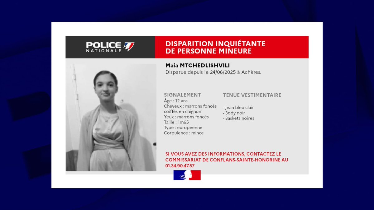 BFMTV's tweet photo. Disparition inquiétante d'une jeune fille de 12 ans dans les Yvelines, un appel à témoins lancé
https://t.co/P2kaCIkmPl https://t.co/BRDgAmMdN5