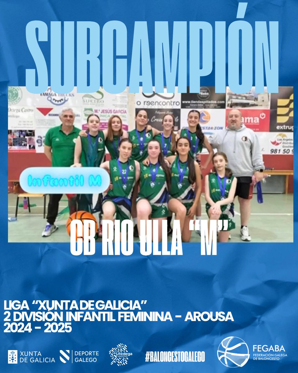FGB (@fgb_baloncesto) on Twitter photo Ligas FEGABA 2️⃣4️⃣ - 2️⃣5️⃣
🔹 Campionato <a href="/Xunta/">Xunta de Galicia</a>
🔷 2️⃣ División Infantil ⛹🏻♀️
📍 Delegación Arousa
🏆 Campión 👉 <a href="/baloncesto_clb/">CLB Vilagarcía</a>
🥈Subcampión 👉🏻 <a href="/cbrioulla/">C.B Rio Ulla</a>
👏🤩
#𝐁𝐚𝐥𝐨𝐧𝐜𝐞𝐬𝐭𝐨𝐆𝐚𝐥𝐞𝐠𝐨
@ufedega
@conspresidenciaxunta Ligas FEGABA 2️⃣4️⃣ - 2️⃣5️⃣
🔹 Campionato <a href="/Xunta/">Xunta de Galicia</a>
🔷 2️⃣ División Infantil ⛹🏻♀️
📍 Delegación Arousa
🏆 Campión 👉 <a href="/baloncesto_clb/">CLB Vilagarcía</a>
🥈Subcampión 👉🏻 <a href="/cbrioulla/">C.B Rio Ulla</a>
👏🤩
#𝐁𝐚𝐥𝐨𝐧𝐜𝐞𝐬𝐭𝐨𝐆𝐚𝐥𝐞𝐠𝐨
@ufedega
@conspresidenciaxunta