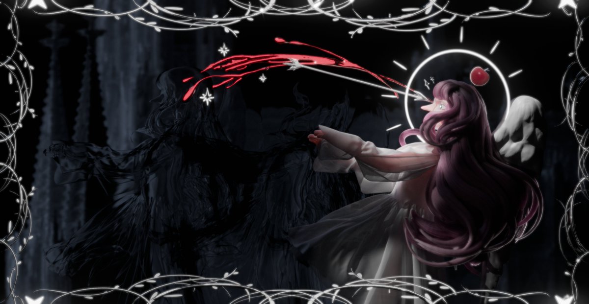 to this day, no one knows where the arrow was supposed to hit - the red apple or the head of the unfortunate winged girl. a fateful shot taught angels how to hate, a cruel accident taught people to hear and sing. something stirred in space

#blender3d #3d