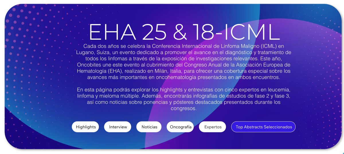🩸 ¡Ya disponible la cobertura completa de #EHA2025 y #ICML2025 <a href="/icmlugano/">International Conference on Malignant Lymphoma</a> ! 

Novedades en leucemias, síndromes mielodisplásicos, terapias celulares y más.

🎥 Todo el contenido, highlights y análisis de expertos como el Dr. <a href="/joanherri/">jose angel hernandez rivas</a>, la Dra. Mª Raquel De Paz Arias, la Dra.
