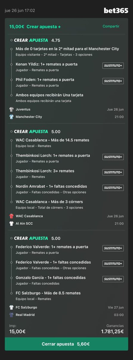 ApuestasElite (@apuestaselite7) on Twitter photo CUOTA <a href="/118/">118</a> “ LA TRIPLETA”🔥🥂
🎁 Si sale ✅ regalaremos 300€
ℹ️ Requisitos :
▪️Dar like al tweet ❤️🔥
▪️Seguirnos a <a href="/SHARKBETS00/">SHARKBETS</a> <a href="/AreaTipsters/">Area Tipsters ⚽️🧑🏼💻</a> <a href="/ApuestasElite7/">ApuestasElite</a> CUOTA <a href="/118/">118</a> “ LA TRIPLETA”🔥🥂
🎁 Si sale ✅ regalaremos 300€
ℹ️ Requisitos :
▪️Dar like al tweet ❤️🔥
▪️Seguirnos a <a href="/SHARKBETS00/">SHARKBETS</a> <a href="/AreaTipsters/">Area Tipsters ⚽️🧑🏼💻</a> <a href="/ApuestasElite7/">ApuestasElite</a>