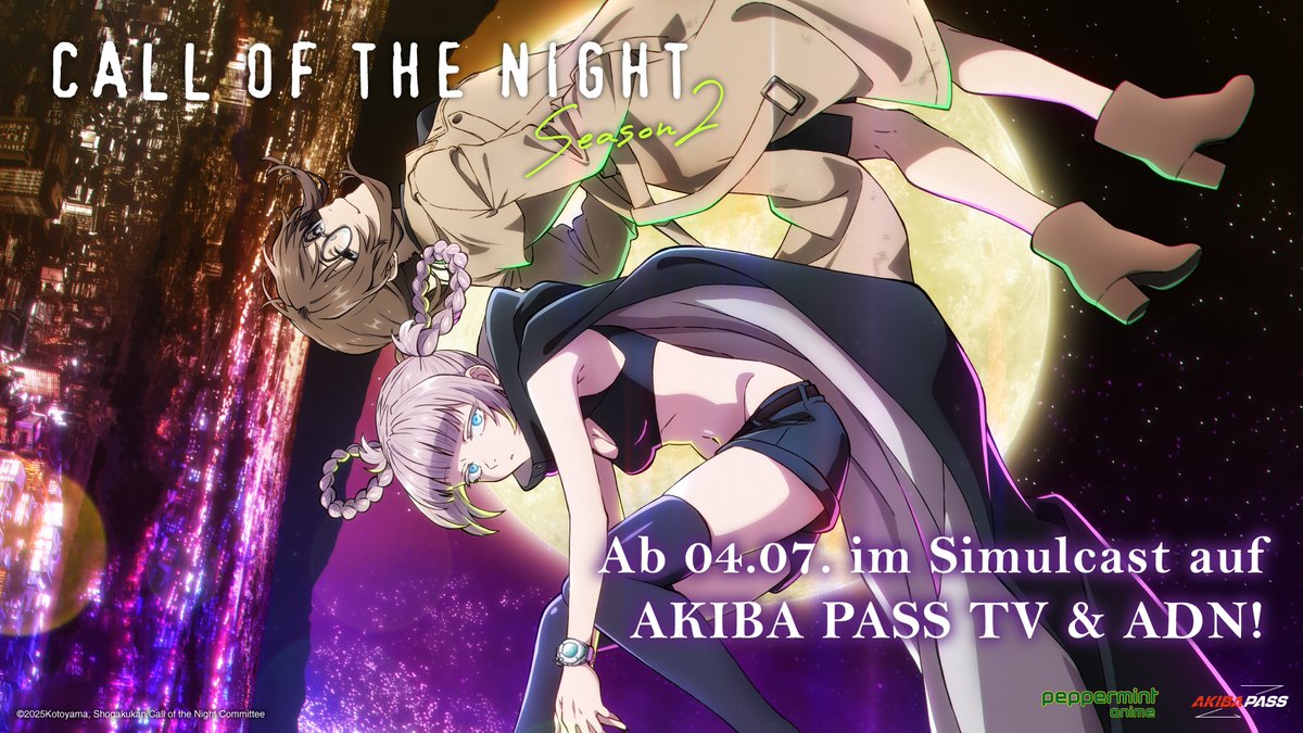 Peppermint zeigt Call of the Night Staffel 2 im Simulcast!

Die haben es soeben auf ihrem Discord-Server angekündigt.