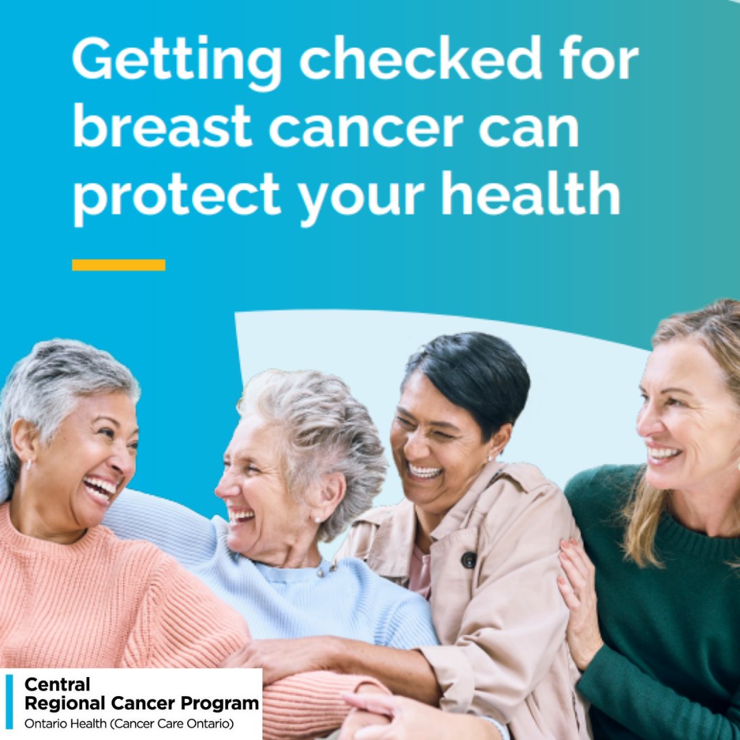 Screen4Cancer's tweet image. Women, Two-Spirit people, trans people and nonbinary people 40 or over can get checked for breast cancer.
Getting checked for breast cancer with a
mammogram can help find cancer early, when
treatment has a better chance of working.
screen4cancer.ca/breastscreening
