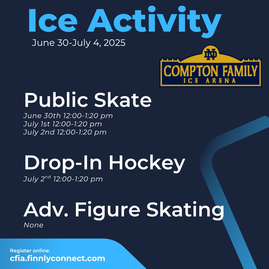 NDCFIA's tweet image. This holiday week our noon activity is a bit different. Please take a look at the currently scheduled ice times.
