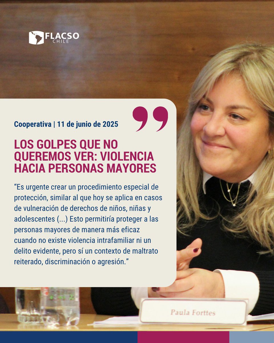 #Opinión | 👁️‍🗨️ ¿Por qué seguimos ignorando la violencia hacia las personas mayores?

Paula Forttes, Directora del Área de Envejecimiento y Cuidados de FLACSO Chile, denuncia en <a href="/Cooperativa/">Cooperativa</a> las múltiples formas de maltrato que se naturalizan.

📝 opinion.cooperativa.cl/opinion/socied…