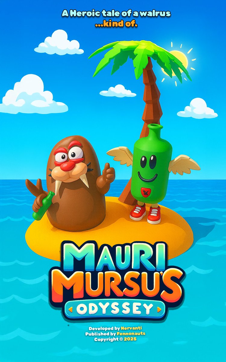 Nervanti's tweet photo. Poster art version 1.0 🦭 #indiedev #indiegame #Unity #unity3d #MauriMursusOdyssey #SteamNextFest #Steam https://t.co/wAYzeQ4Glh