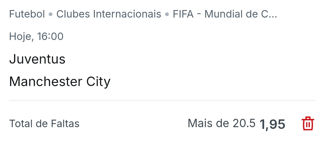 XandTips_'s tweet image. 🇫🇲 MUNDIAL DE CLUBES  
⚽️ Juventus - Man City - 16:00
📝 +20,5 Faltas  
📈 1,0% sobre o valor do banca