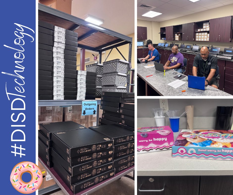 Donut Worry, the DISD Tech Team is taking care of business! Prepping new devices, system upgrades, &amp; submitting a security grant. Wish us luck, DISD! <a href="/DISDTechnology/">Dickinson ISD Tech</a> <a href="/JRushing223/">Jennifer Rushing</a> <a href="/DickinsonISD/">Dickinson ISD</a>