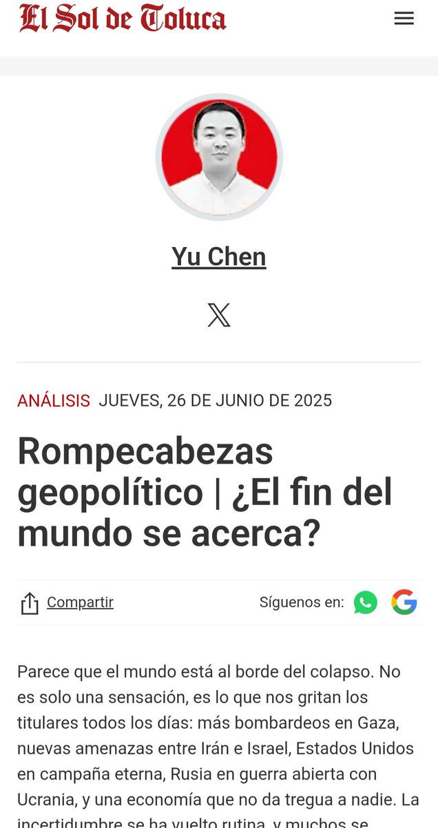 ¿El fin del mundo está cerca?

Escribo para el <a href="/SOLTOLUCA/">El Sol de Toluca</a>

oem.com.mx/elsoldetoluca/…