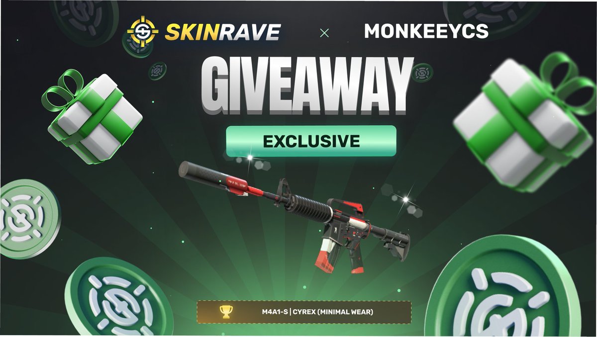 MetalMonkeyCodes (@monkeeycs) on Twitter photo 🔫M4A1-S CYREX GIVEAWAY🔫
✅Follow <a href="/skinravegg/">SkinRave.gg</a> & <a href="/MonkeeyCS/">MetalMonkeyCodes</a>
✅Like the quoted tweet
✅Tag a friend
⏰Ends in 7 days!⏰
x.com/skinravegg/sta… 🔫M4A1-S CYREX GIVEAWAY🔫
✅Follow <a href="/skinravegg/">SkinRave.gg</a> & <a href="/MonkeeyCS/">MetalMonkeyCodes</a>
✅Like the quoted tweet
✅Tag a friend
⏰Ends in 7 days!⏰
x.com/skinravegg/sta…