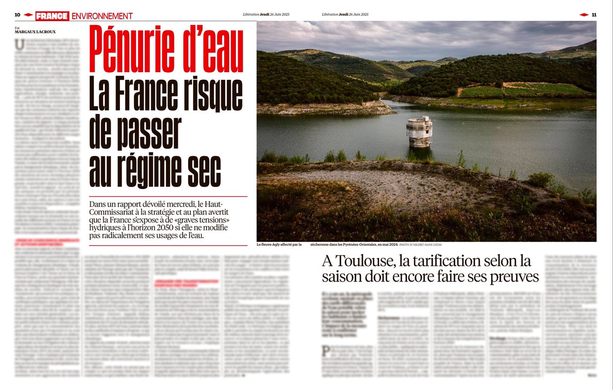 #Publication

Pénurie d’eau…
Un sujet à lire dans #Libération, ce jour.
-
#Caramany #Eau #France
📸 Jc Milhet / #HansLucas