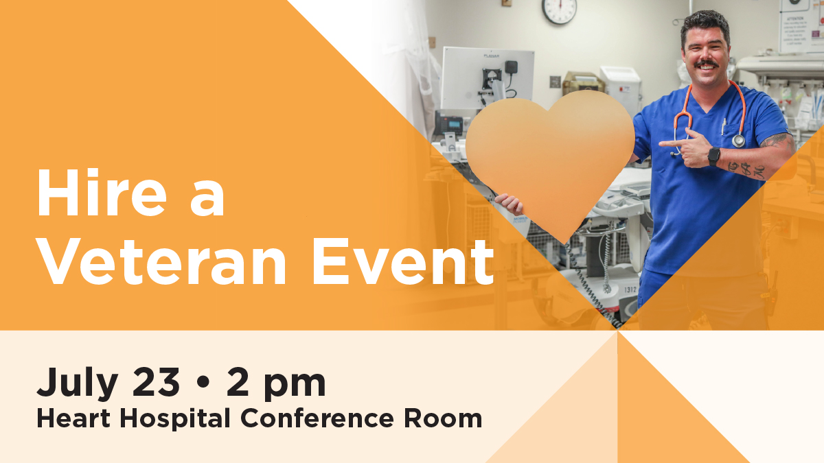 Join us July 23 at 2 pm for our Hire a Veteran event! Connect with hiring leaders, explore roles at UT Medical Center and learn how we support veterans in health care careers.

Register:bit.ly/4lcXrYg 

#HireAVeteranDay #Proud2BeUTMC