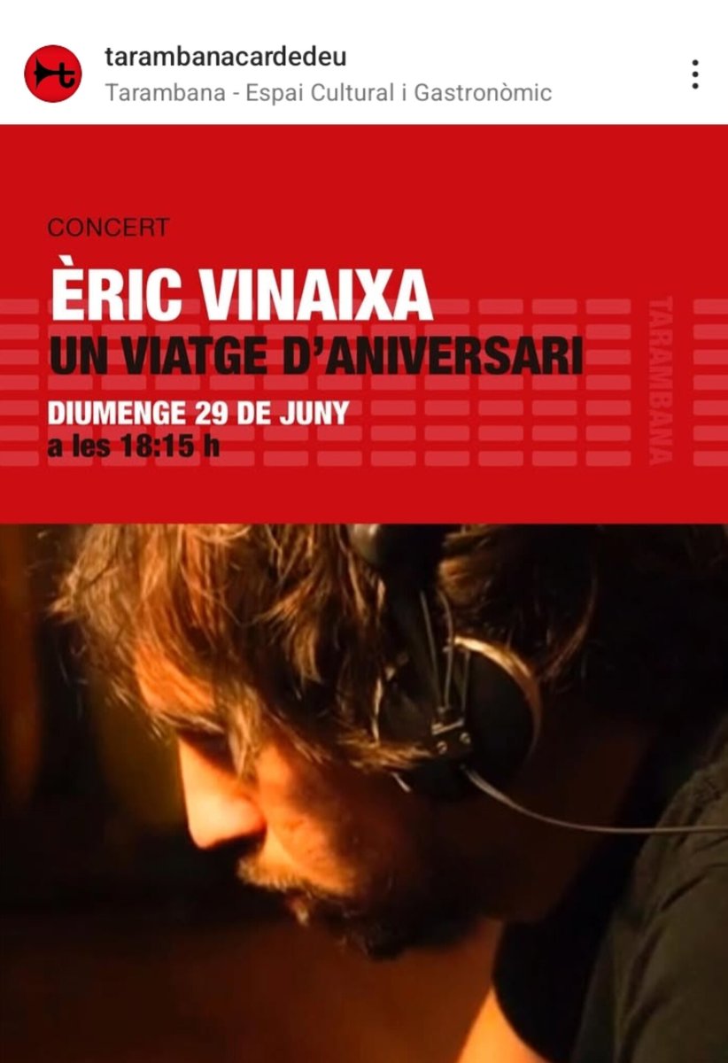 Diumenge 19 juny.
A les 18.15h.
Concert al <a href="/eltarambana/">Tarambana</a> de #Cardedeu.