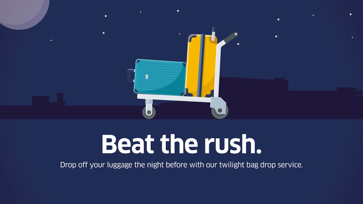 🌙| Twilight bag drop.

Check your bags the night before. Head straight to security in the morning.

Five airlines operate the service, and official car park customers get free access to the 1hr Parking area to drop their cases off.

Find out more: bit.ly/42Dwuqh