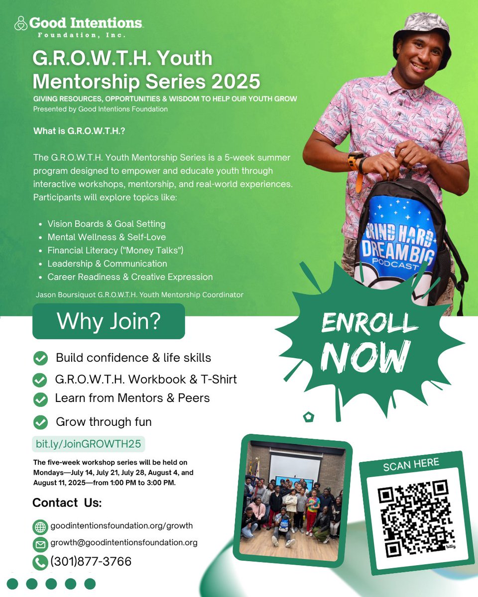 If you are in middle school or high school and looking a free program earn community service hours for graduation and build community sign up today lets keep the youth engaged and prepare them for the future  goodintentionsfoundation.org/growth "The Harder You Grind The Bigger You Dream