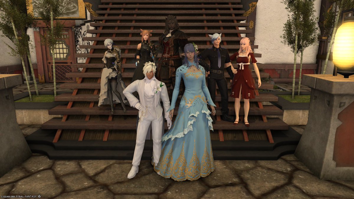 shamozi5's tweet photo. ちゅぱさん&amp;マリアさんリアルエタバン記念FCイベント
の記念写真
改めまして、ご結婚おめでとうございます🎉
#FlowersBloomEorze https://t.co/PpyRLPyu2H