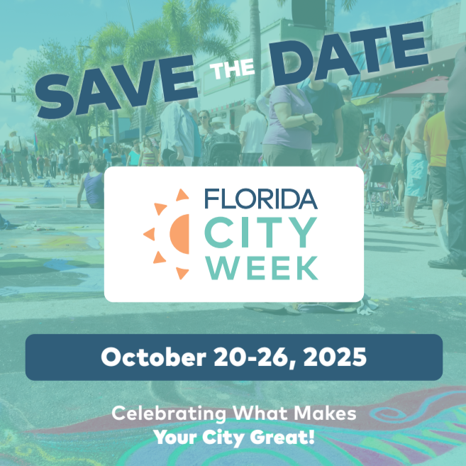 We are excited to announce that Florida City Government Week is evolving into Florida City Week! New look, same celebration of Florida cities. Save the date for #FLCityWeek: October 20-26, 2025. Download the new logos and prep kit at flcityweek.com.