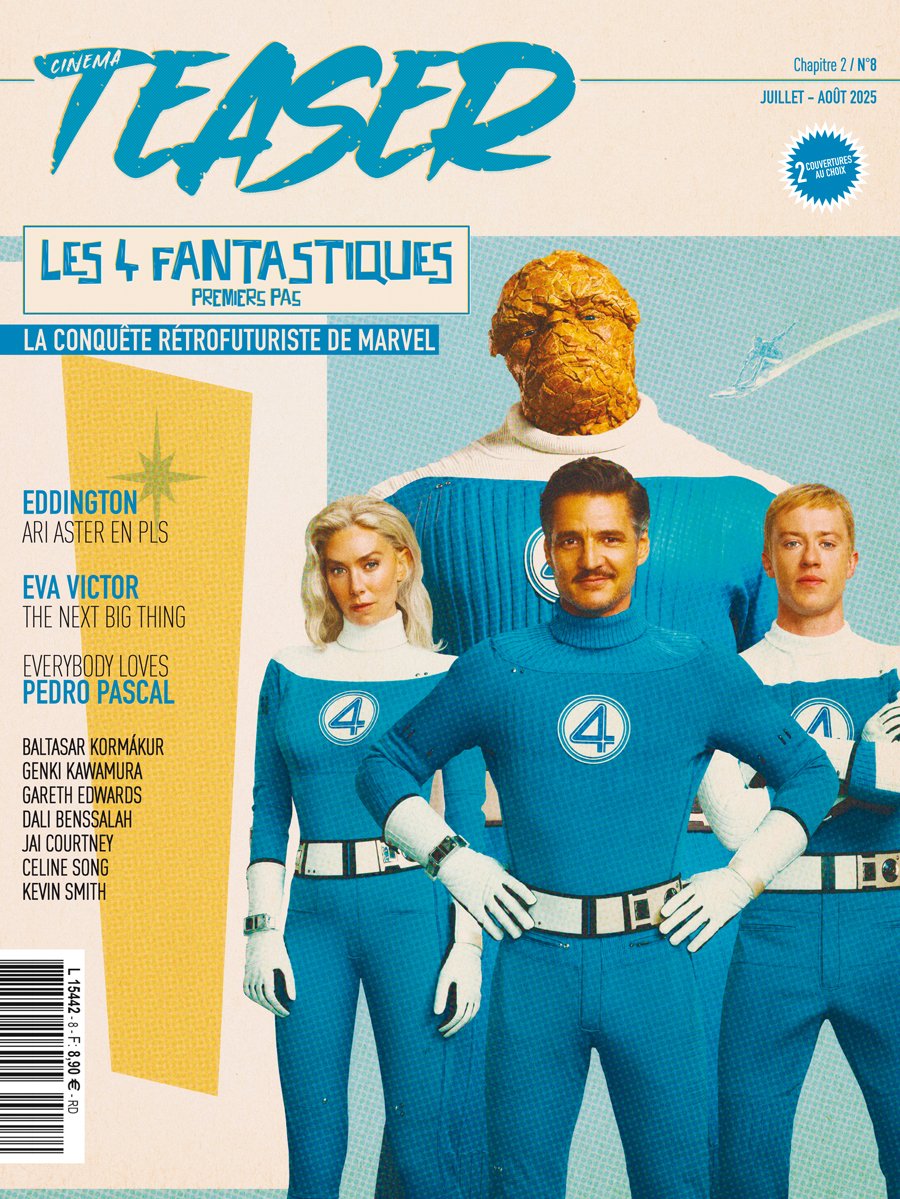 cinemateaser (@cinemateaser) on Twitter photo Cet été, pour les vacances, vous aurez le choix entre deux couvertures.
Option 1 : #les4fantastiques, blockbuster rétrofuturiste de Marvel. Reportage sur le tournage et rencontres avec les équipes artistiques.
D.A. par l'élastique <a href="/S2lart/">Simon Delart</a>
En kiosques le 5 juillet ! Cet été, pour les vacances, vous aurez le choix entre deux couvertures.
Option 1 : #les4fantastiques, blockbuster rétrofuturiste de Marvel. Reportage sur le tournage et rencontres avec les équipes artistiques.
D.A. par l'élastique <a href="/S2lart/">Simon Delart</a>
En kiosques le 5 juillet !