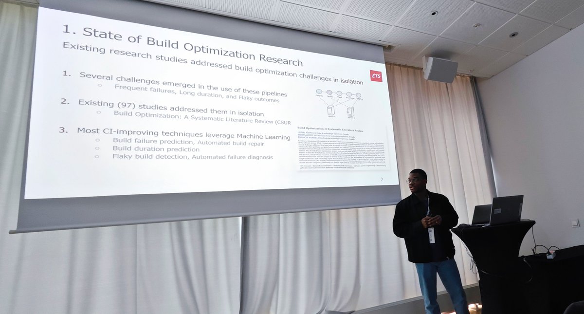 And that concludes our last presentation for the day at #PROMISE2025! 🎉 A fantastic finish with Henri Aïdasso from École de Technologie Supérieure (ETS), Canada, who presented on "Towards Build Optimization Using Digital Twins." Truly forward-thinking research!
 #DigitalTwins