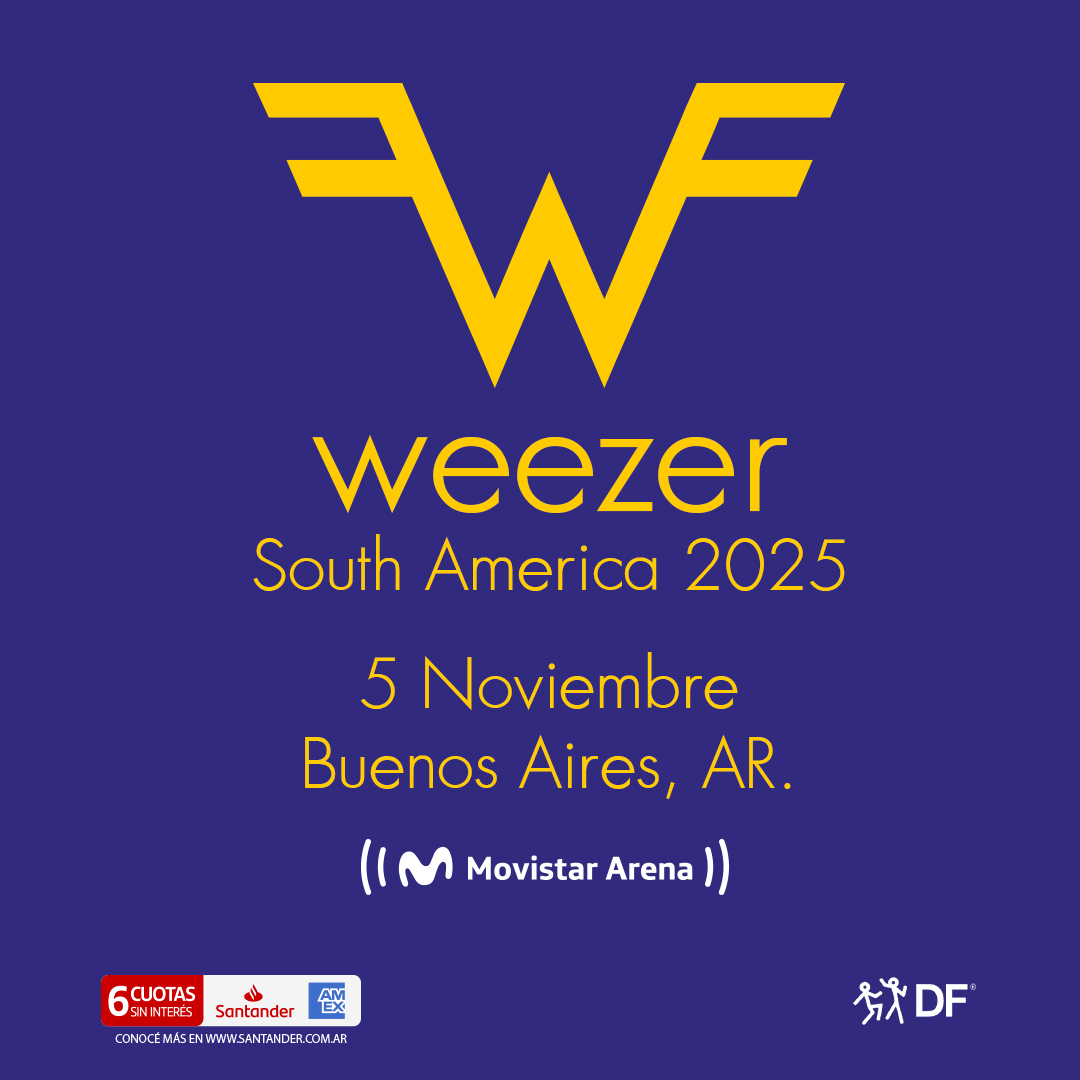 🔵 ¡WEEZER EN ARGENTINA! 🎶

La banda finalmente aterriza en Buenos Aires para una noche que promete ser histórica. El sábado 5 de noviembre, la banda californiana se presentará en el estadio Movistar Arena en el marco de su gira “Voyage to the Blue Planet Tour" para