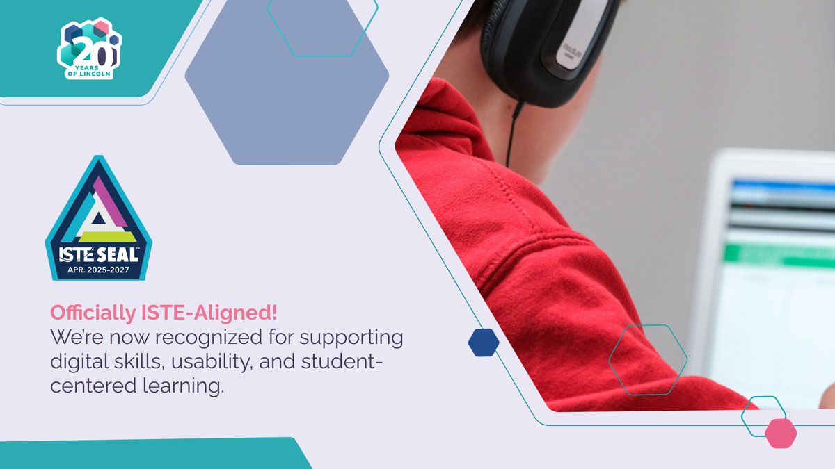 LincolnLearning's tweet image. It’s official—Lincoln Empowered earned the ISTE Seal of Alignment! 

Explore how our curriculum helps students build the digital fluency and confidence they need: hubs.la/Q03rHhtW0.  

#ISTE #ISTESeal #LincolnLearning #EdTech