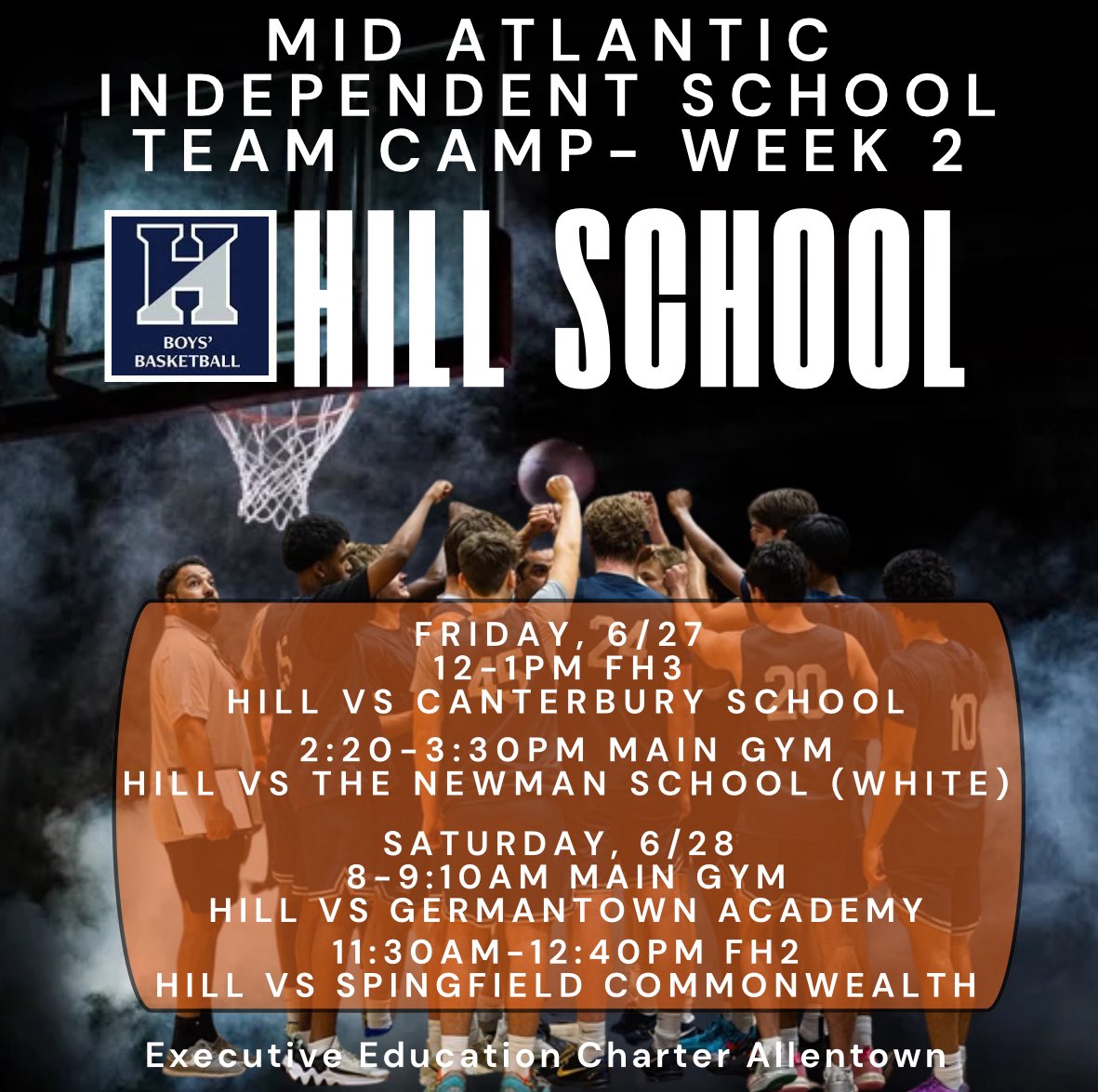 Joseph Terreri Jr. (@jrterreri) on Twitter photo College coaches- Please come watch my team and I this weekend at Executive Charter.
<a href="/HillBBasketball/">Hill Boys Basketball</a> College coaches- Please come watch my team and I this weekend at Executive Charter.
<a href="/HillBBasketball/">Hill Boys Basketball</a>