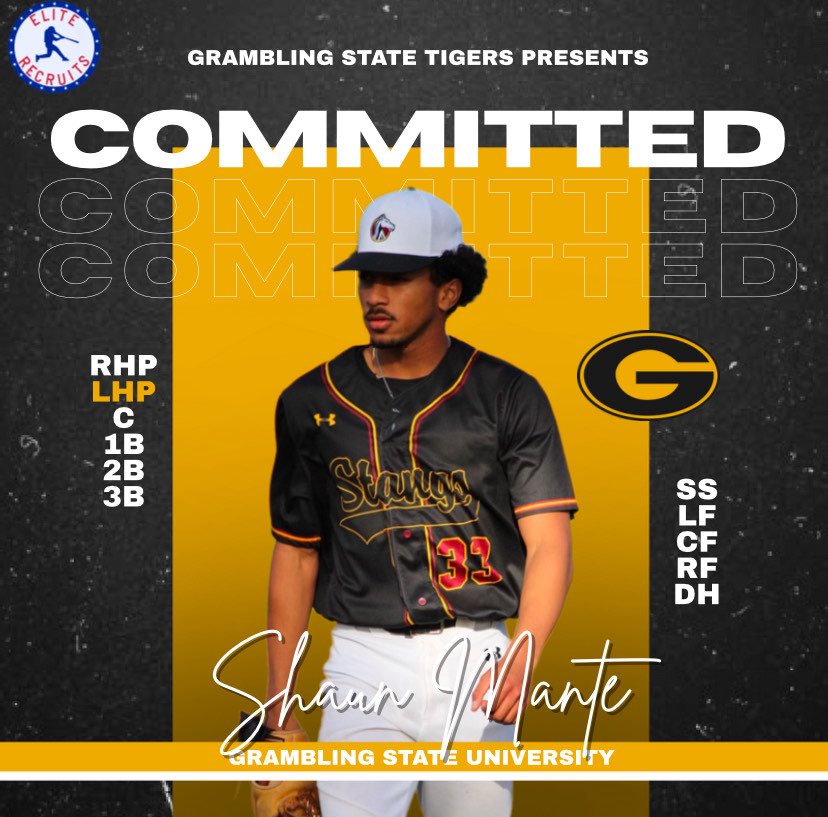 Elite Recruits (@eliterecruits_) on Twitter photo A special congratulations goes out to our very own.
Shaun Mante will be continuing his career at Grambling State University.
Shaun is a stellar LHP from California who will be making the move to Louisiana next year.
Congratulations we are extremely proud of you <a href="/shaunmante9/">Shaun Mante Jr</a> A special congratulations goes out to our very own.
Shaun Mante will be continuing his career at Grambling State University.
Shaun is a stellar LHP from California who will be making the move to Louisiana next year.
Congratulations we are extremely proud of you <a href="/shaunmante9/">Shaun Mante Jr</a>