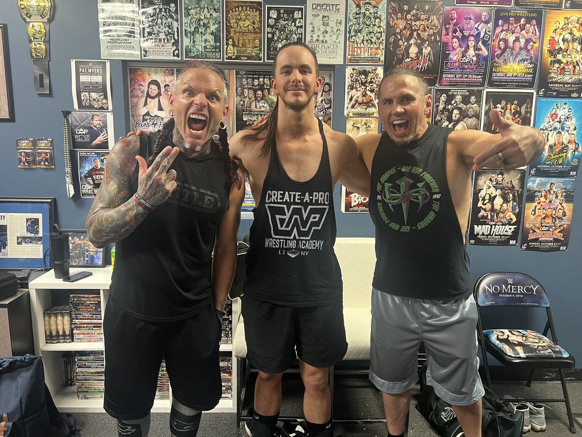 Thank you to Matt &amp; Jeff Hardy for coming to train at the Create A Pro Wrestling Academy!

CAP offers students so many unbelievable opportunities and learning from the greatest tag team of all time is up at the top

Best school in the world!

Don’t miss these legends at